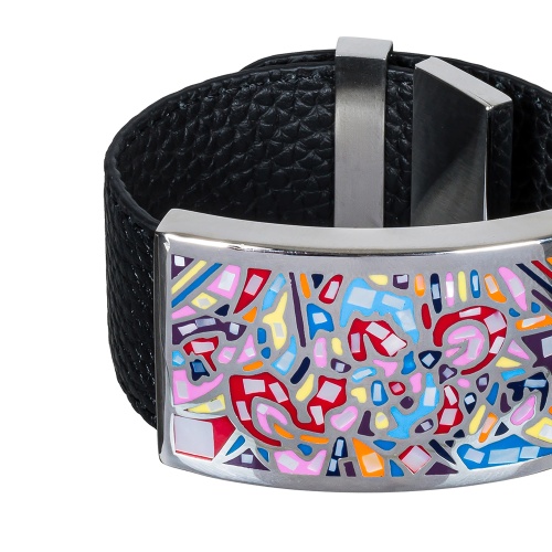 Браслет Fiore Luna на кожаном черном ремешке, CB01367-1 M  фото 3